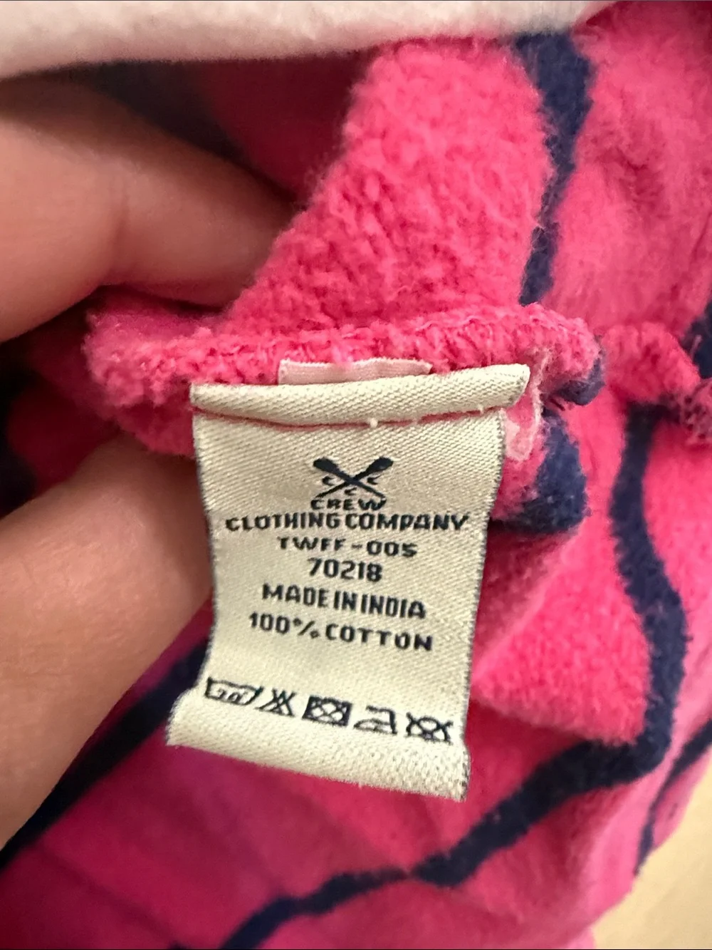 J. Crew Pink and Navy Striped Quarter-Zip Pullover